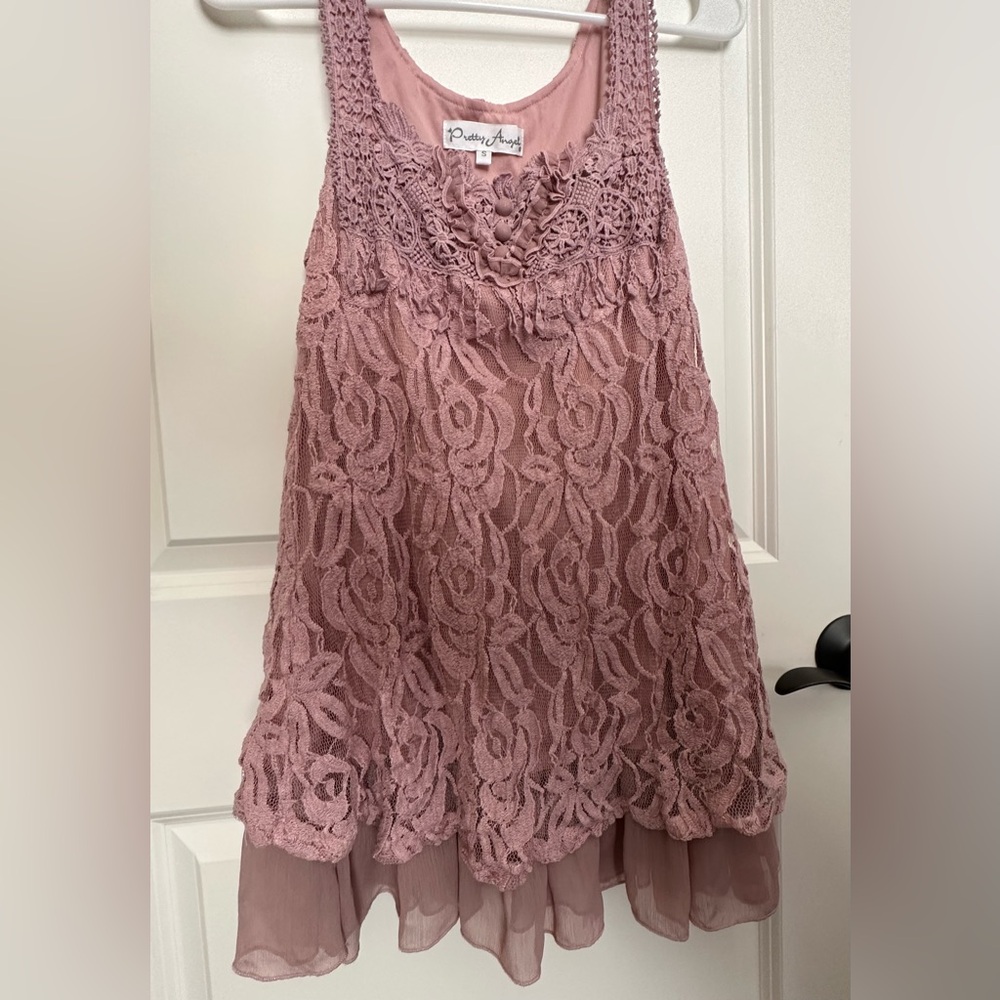 Beautiful pink mauve Pretty Angel brand tunic. Size small.